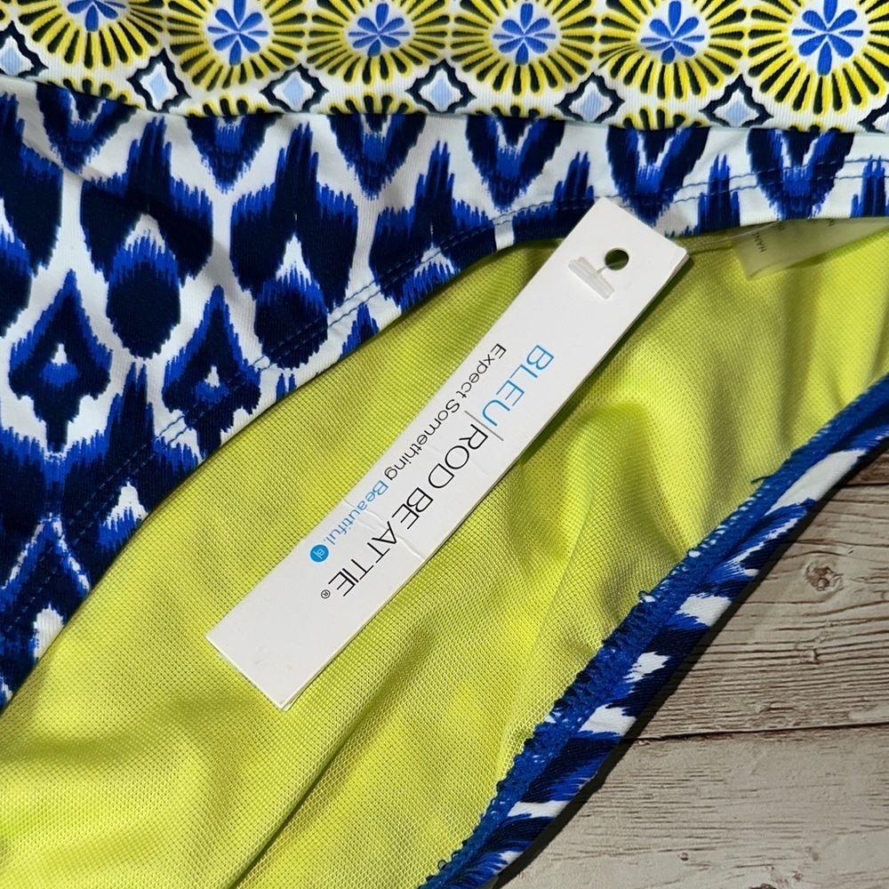 NWT Bleu Rod Beattie Bikini Bottom Size 14 Blue Yellow - Picture 5 of 5